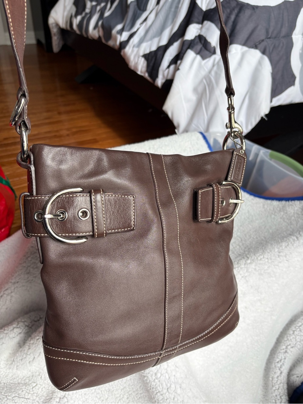 COACH Brown Leather SOHO Duffle Bag Crossbody/Shoulder Purse-1452-NICE